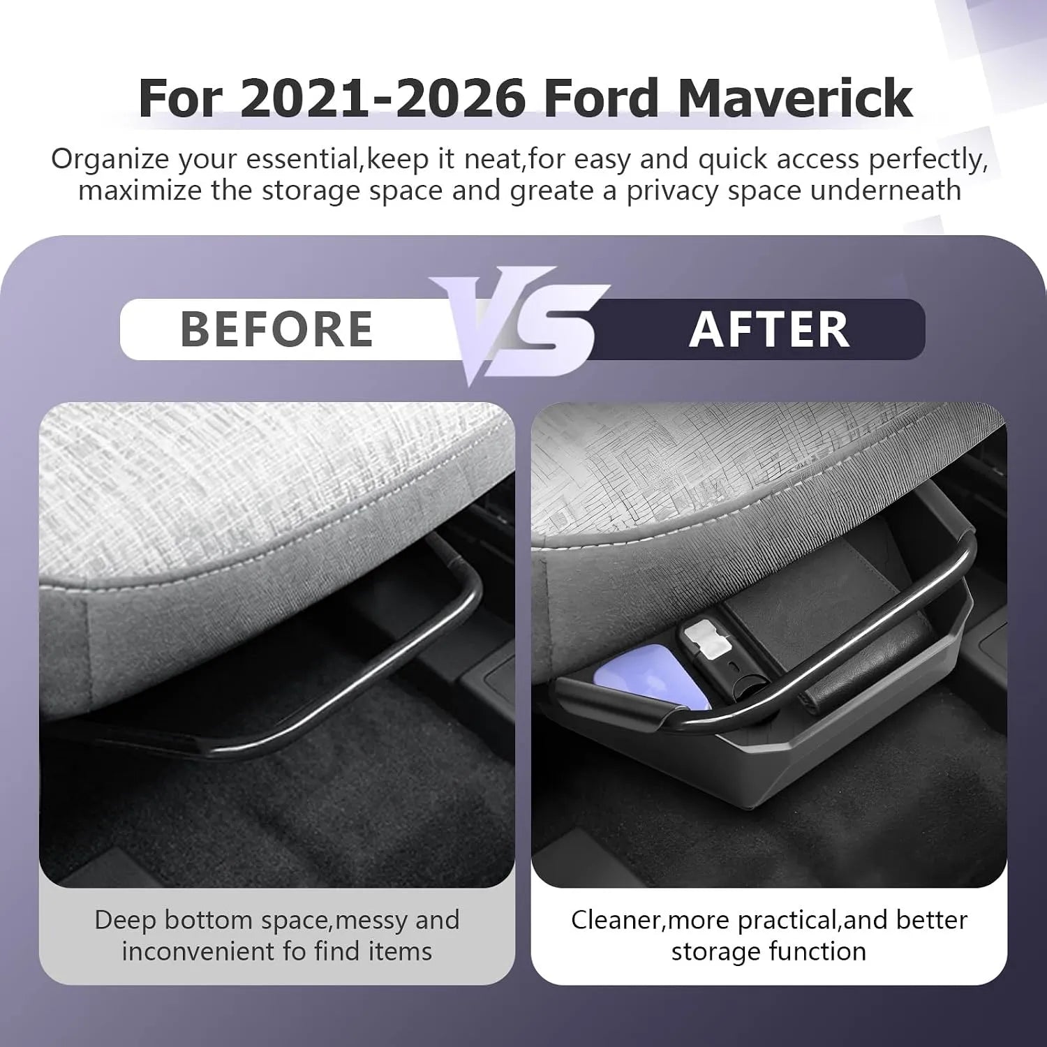 For Ford Maverick Under Seat Organizer 2021 2022 2023 2024 2025 2026