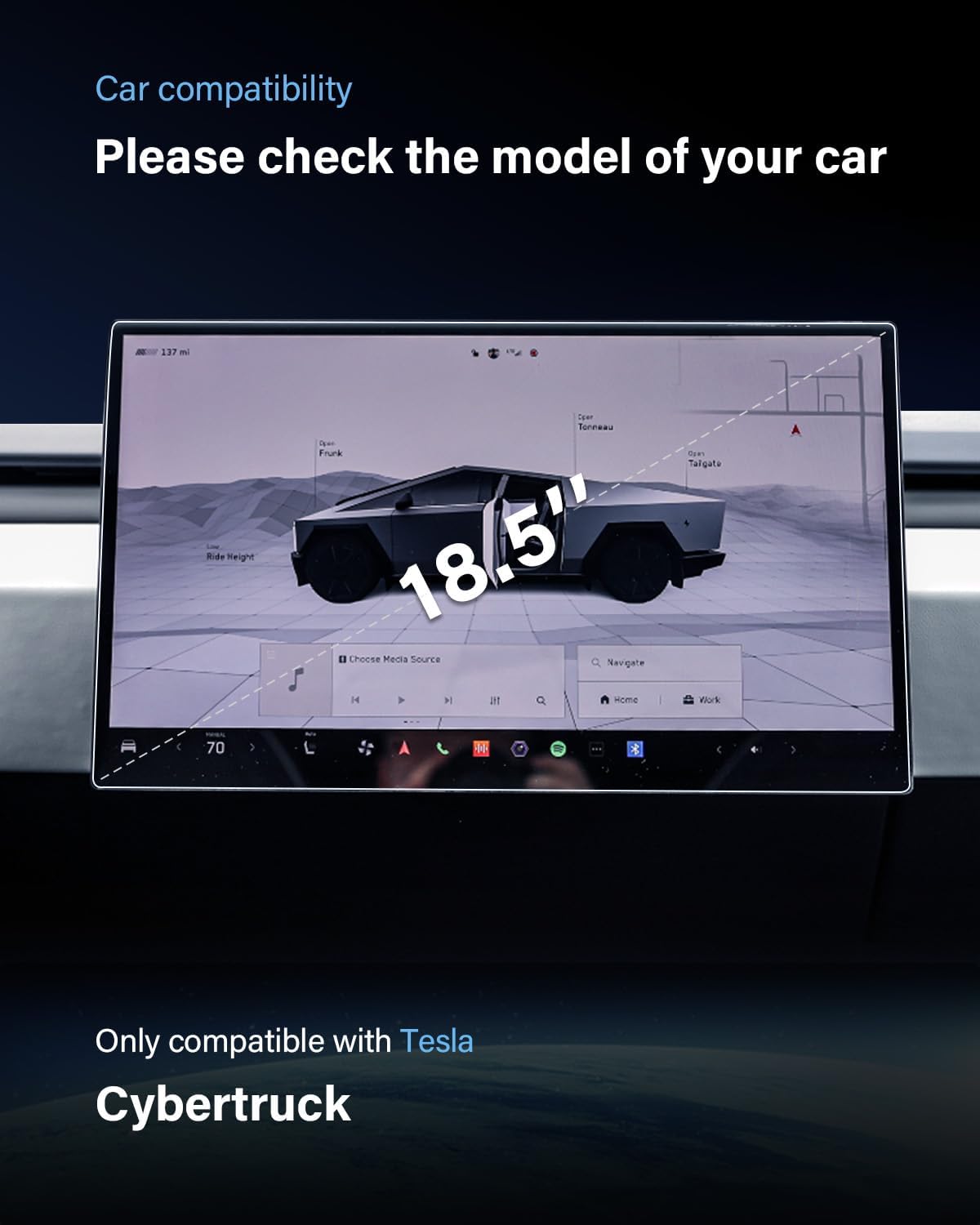 Tesla Cybertruck Navigation/ Rear Screen Protector 2024 2025 2026