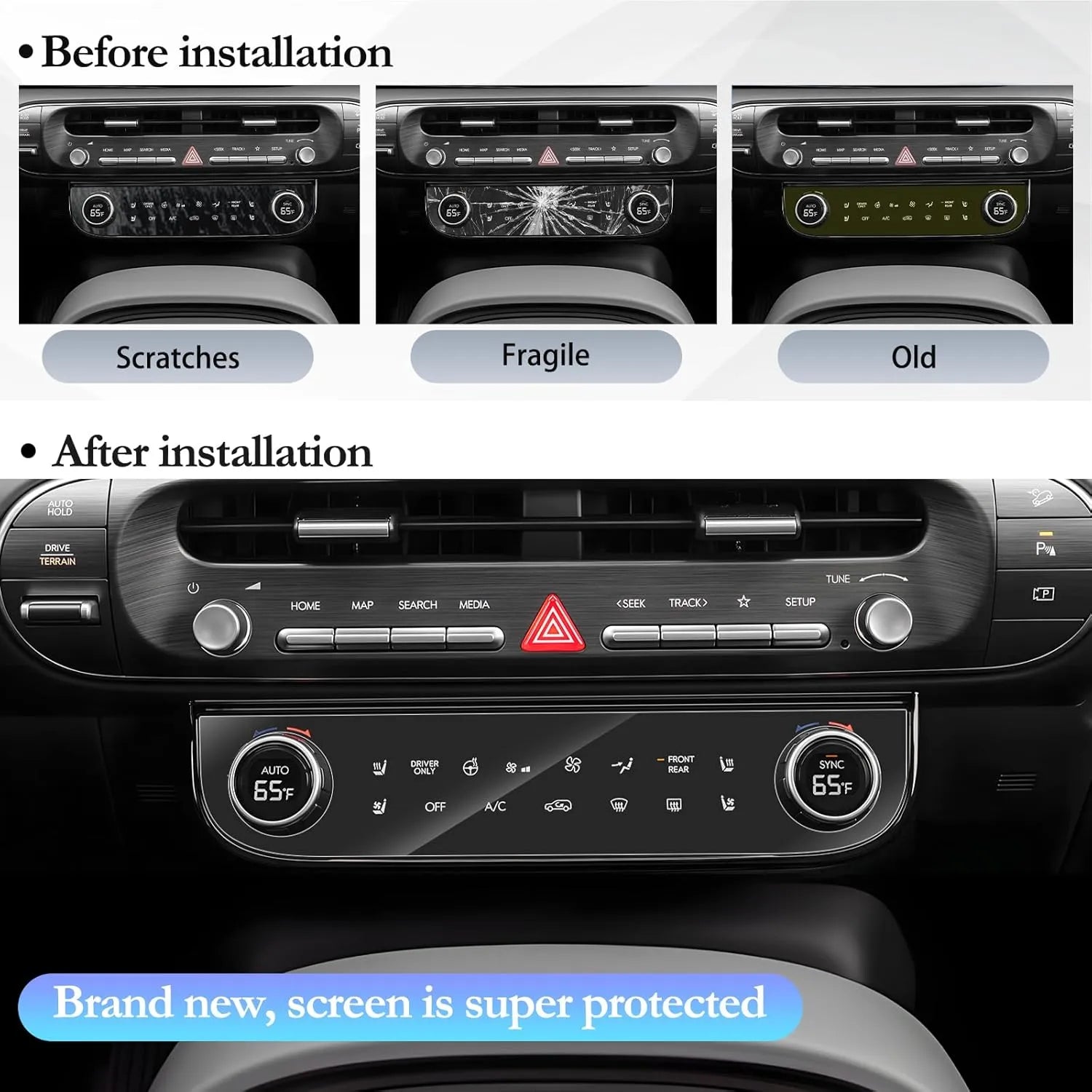 For Hyundai Palisade& Ioniq 9 12.3 inch Multimedia and Cluster Integrated Screen Protector 2026+