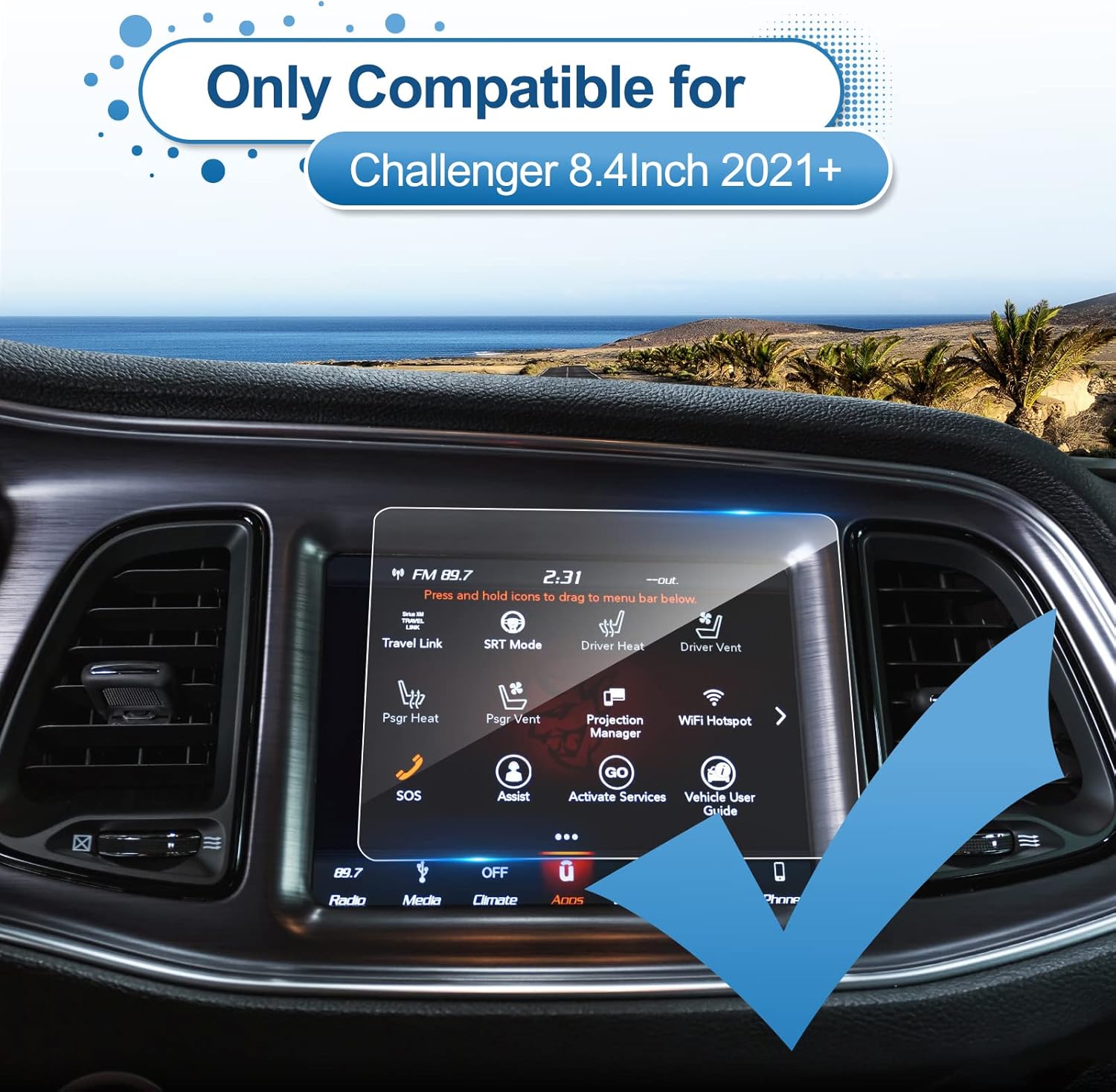 For Dodge Challenger 8.4 Inch Navigation Screen Protector 2018+