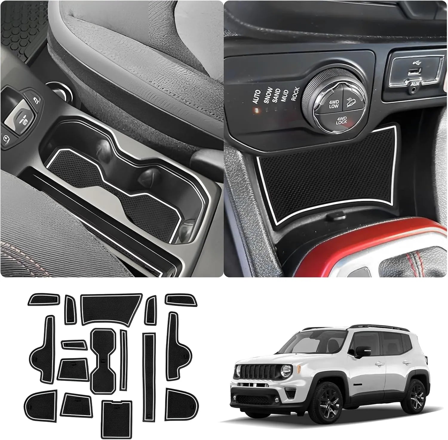 For Jeep Renegade Door Slot Mats Liner  2019-2026