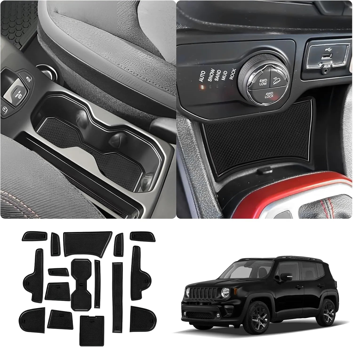 For Jeep Renegade Door Slot Mats Liner  2019-2026