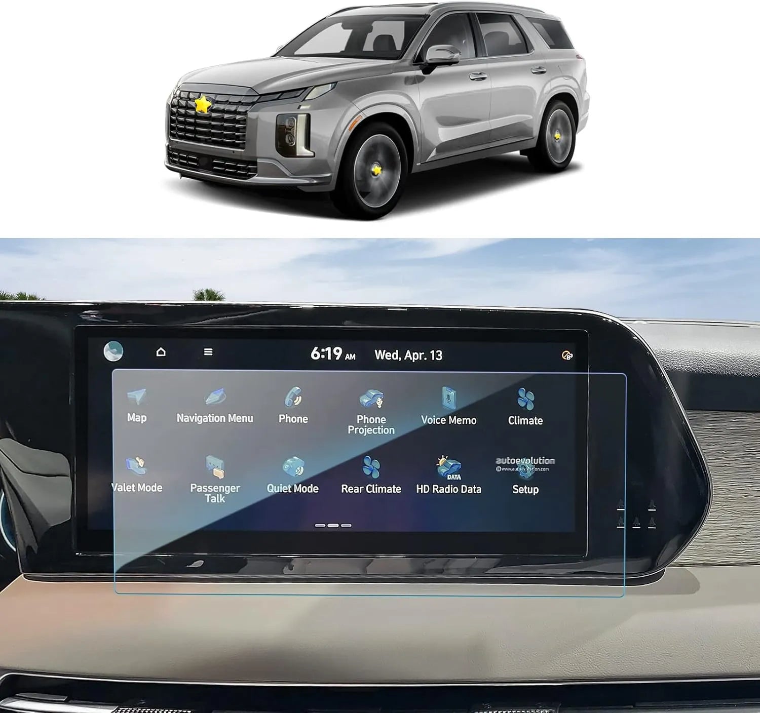 For Hyundai Palisade Navigation Tempered Glass Screen Protector 2020-2025