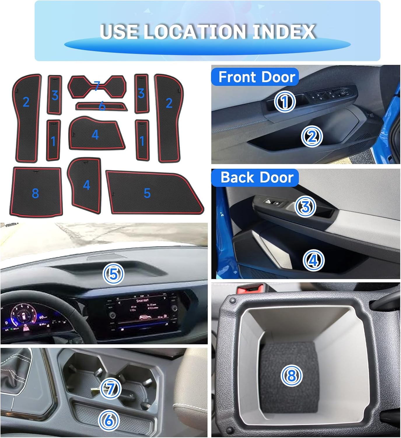 For Volkswagen Taos Door Slot Mats 2022-2025