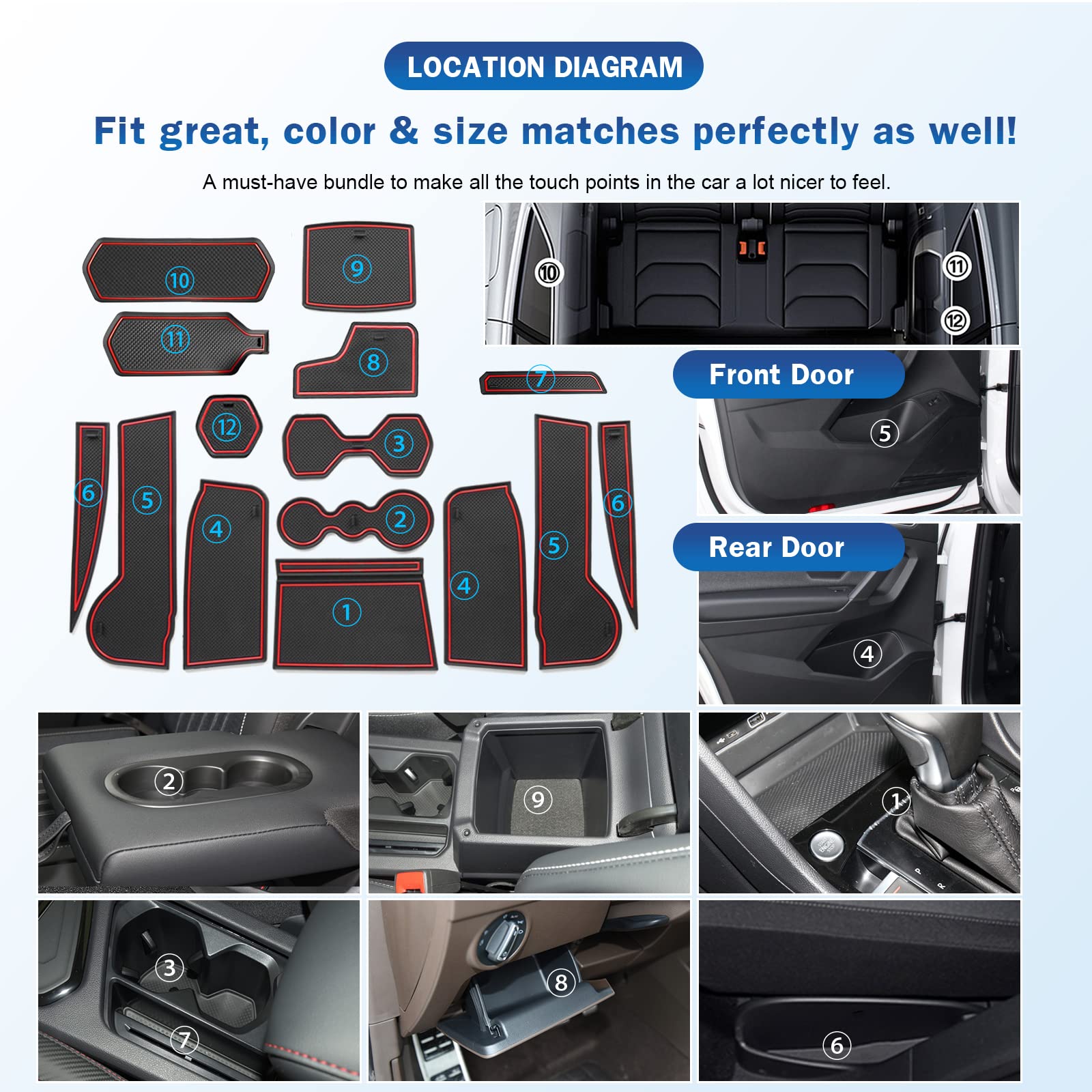VW Tiguan Allspace Door Slot Mats 2018+ - LFOTPP Car Accessories