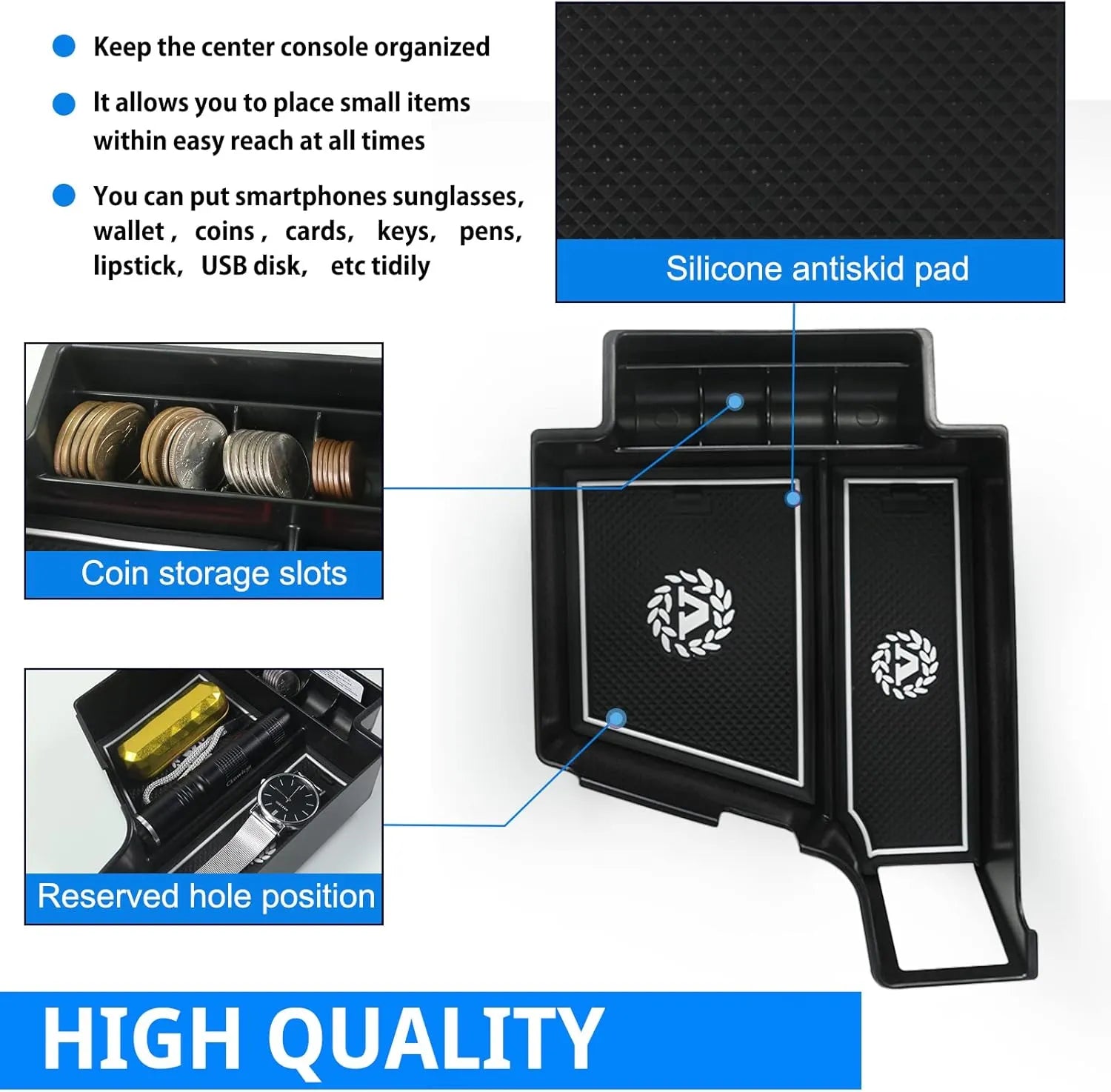 For Volvo XC60 XC90 S90 V90 Center Armrest Storage Tray 2023+