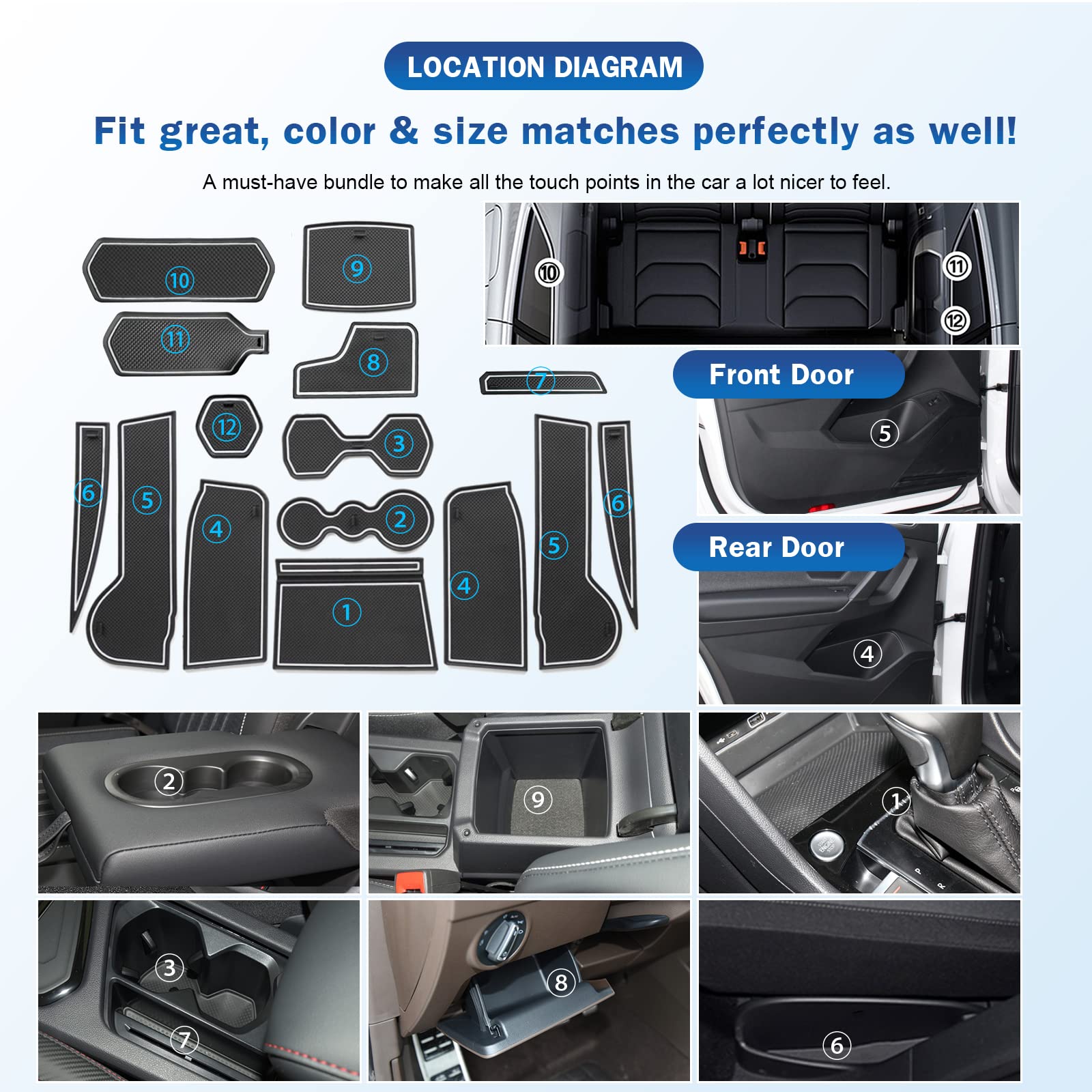 VW Tiguan Allspace Door Slot Mats 2018+ - LFOTPP Car Accessories