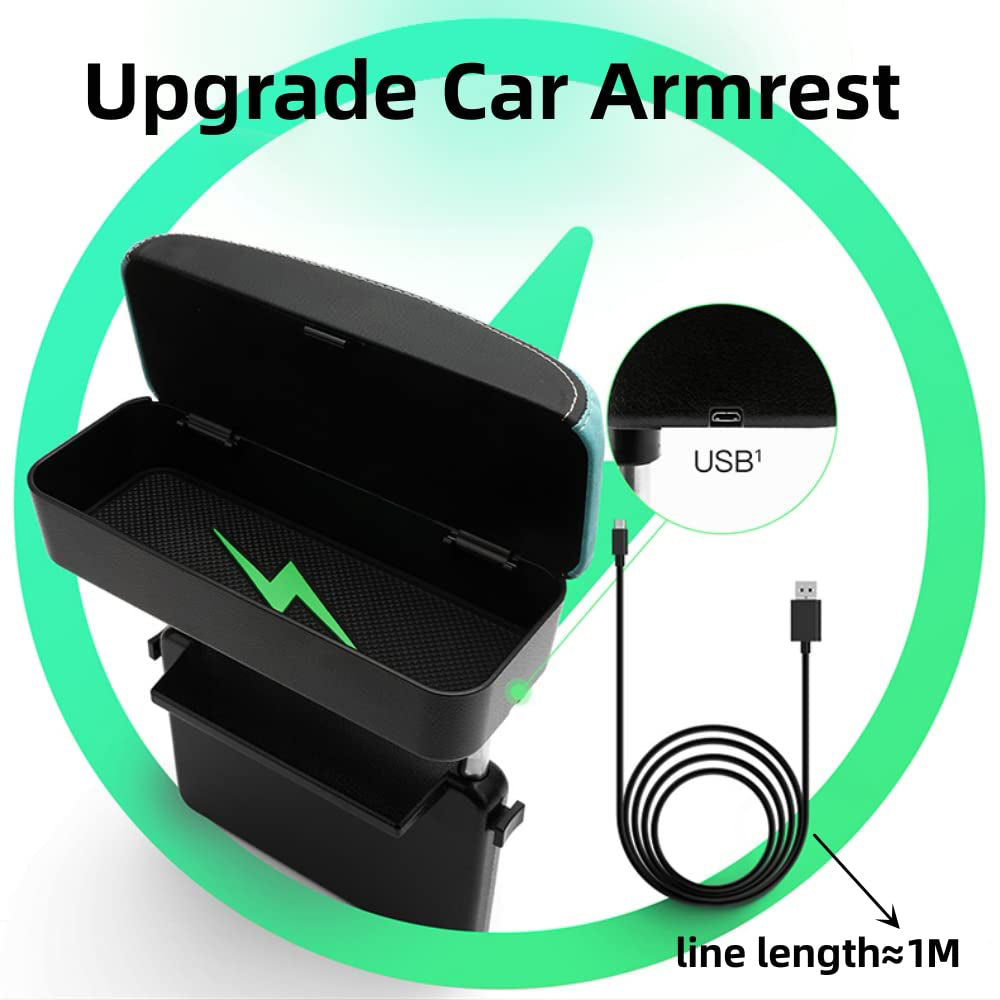 Height Adjustable Armrest Box with Wireless Charger - LFOTPP Car Accessories