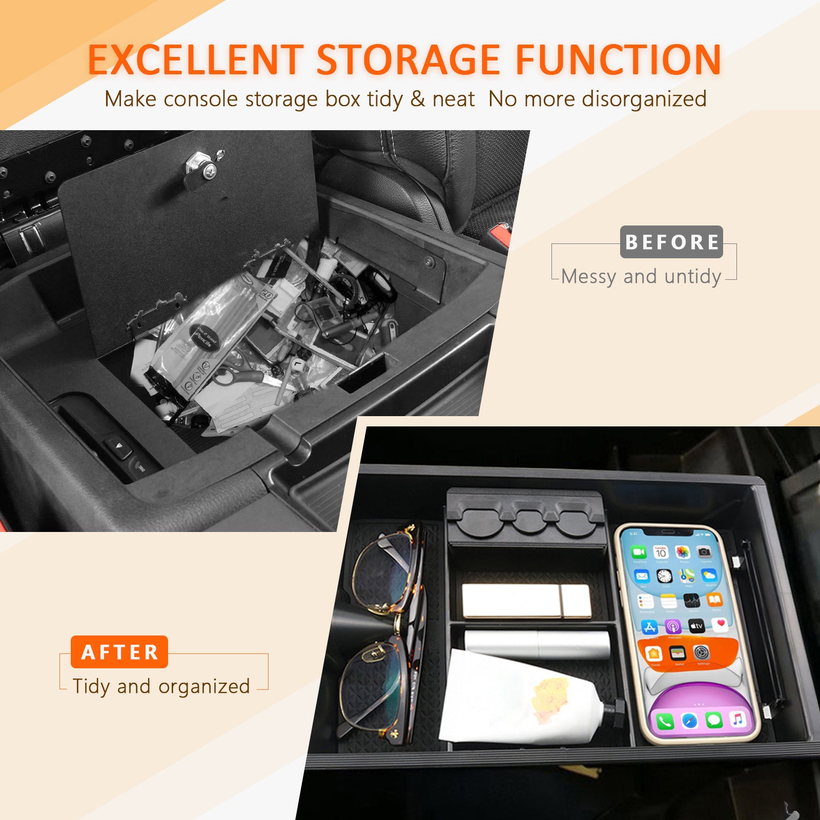 Dodge RAM 1500 Center Armrest Storage Tray 2009-2018 - LFOTPP Car Accessories