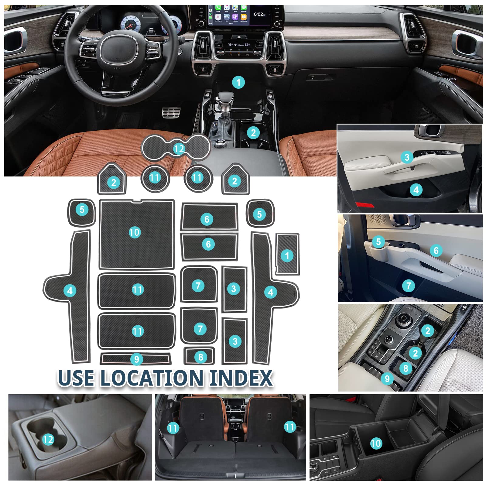 Kia Sorento MQ4 Door Slot Mats 2021 2022 2023 2024